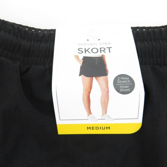 Members Mark Woven Trek Skort M Black 2-Way Stretch Elastic Waist Drawstring NWT - Picture 2 of 5